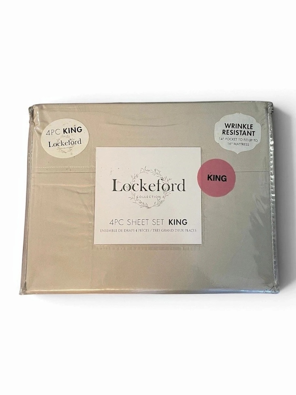 Lockeford 4PC Sheet Set King Beige King 4-Piece Sheet Set NWT